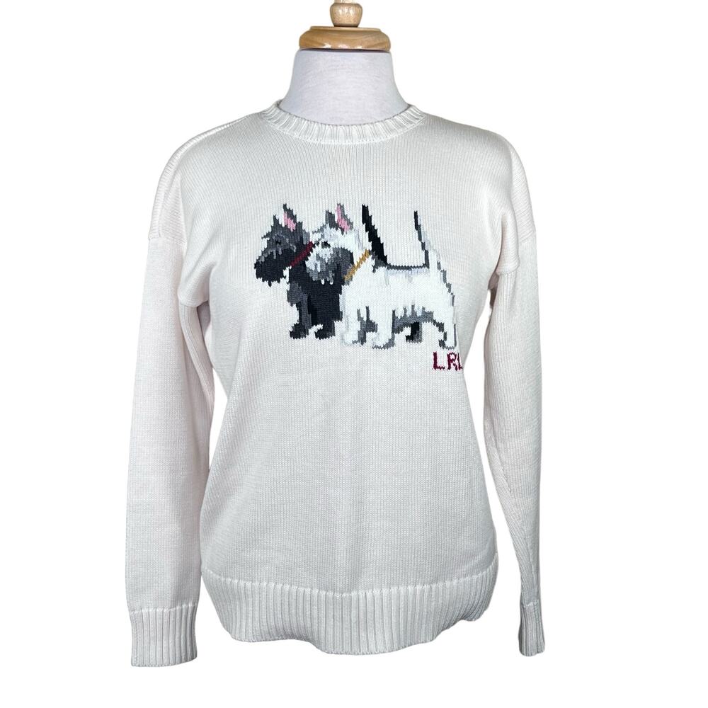 Lauren Ralph Lauren Women’s Cotton Crewneck Scottie Dog Lover Sweater